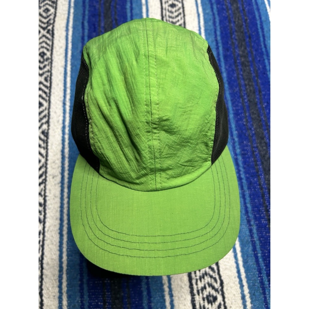 Y2K Pro Spirit 5 Panel Hat Lime Green Black Mesh Nylon Camper Cap OSFA